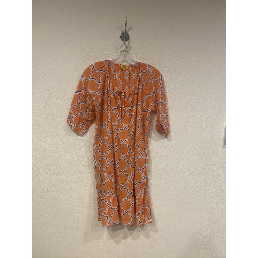 Roberta Roller Rabbit Dress Womens Small Orange Print Boho Tunic Cover Up Beach